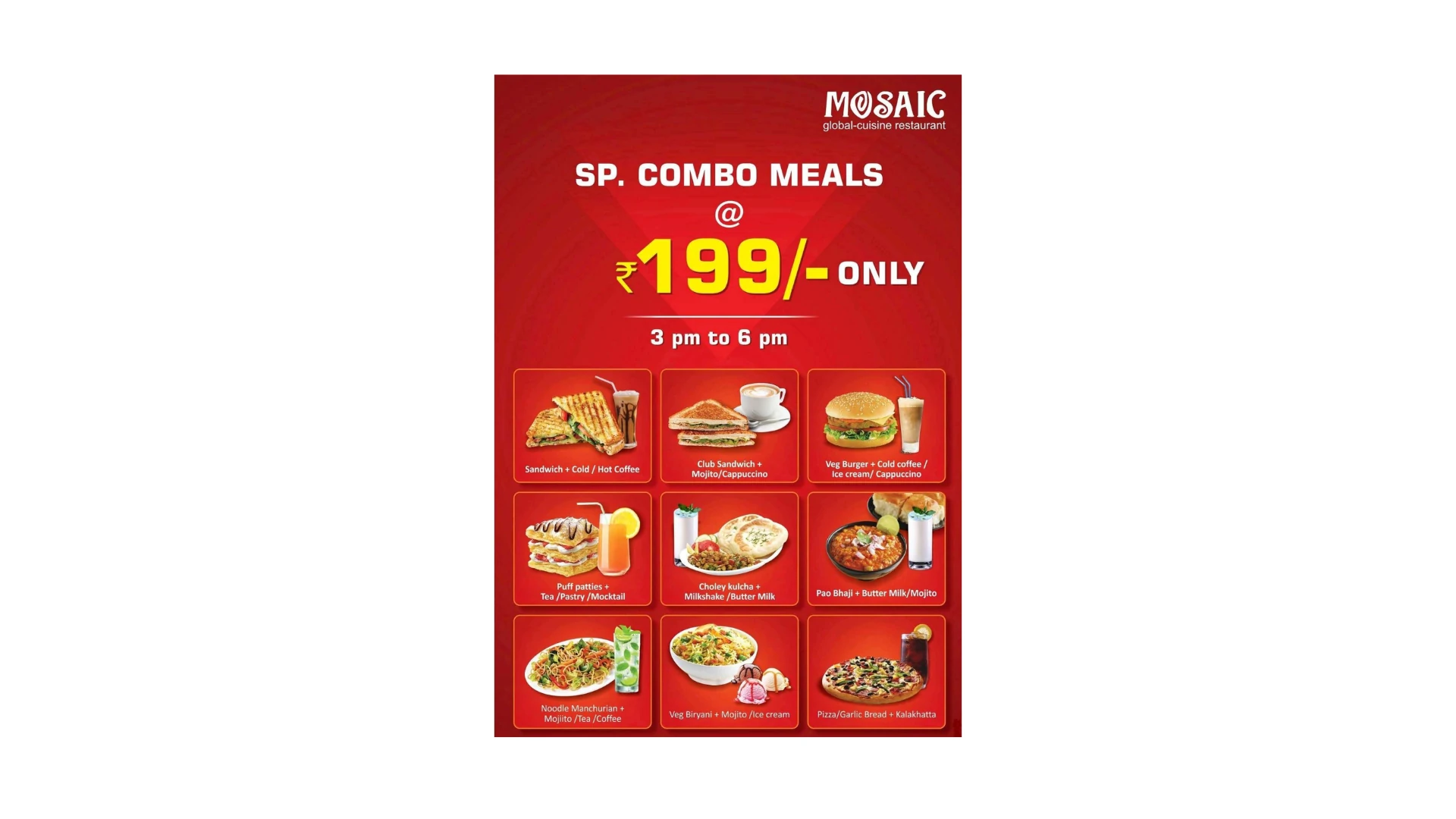 Mosaic restaurant menu card design