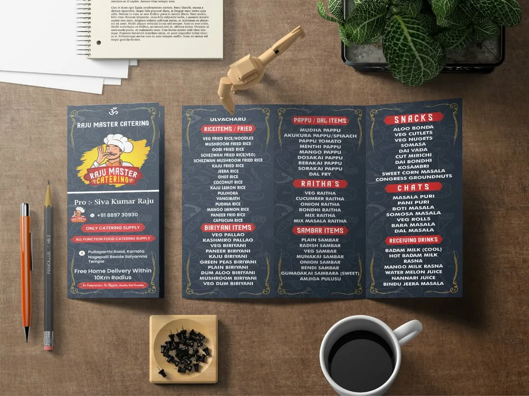 Raju Master Catering menu card design