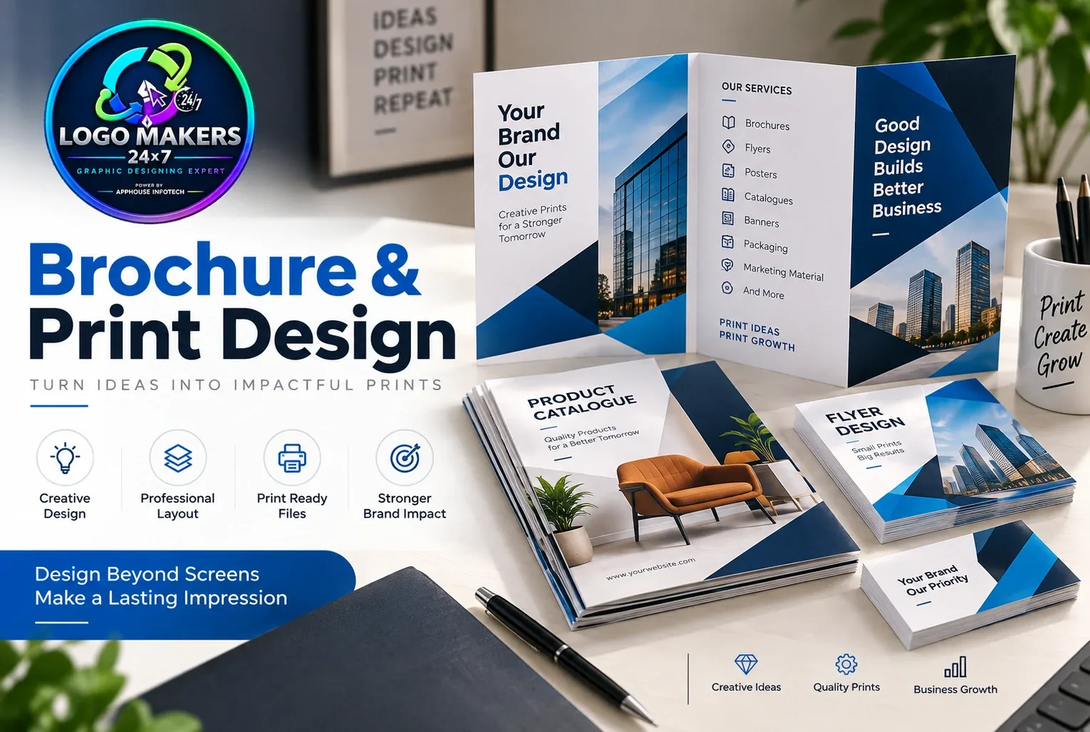 Professional brochure and print design for business brandi